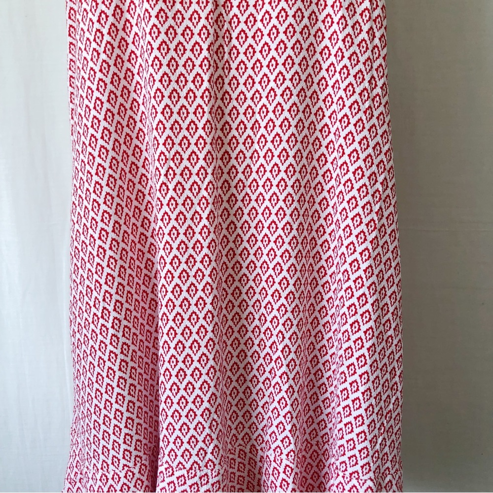 TIGERLILY Size 12 Red White Aztec Print Slip Mini Dress Summer Beach Ruffle Boho - Picture 5 of 9